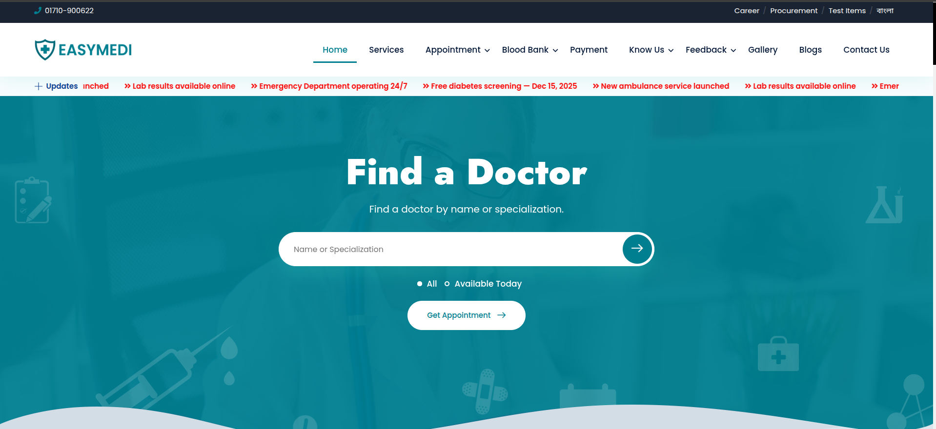 EasyMedi — Complete Hospital Management System project cover image